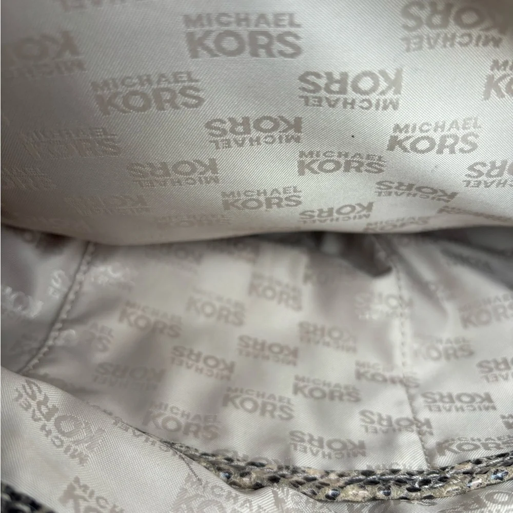 Michael Kors Gray and Tan Snake Print Satchel/Shoulder Bag